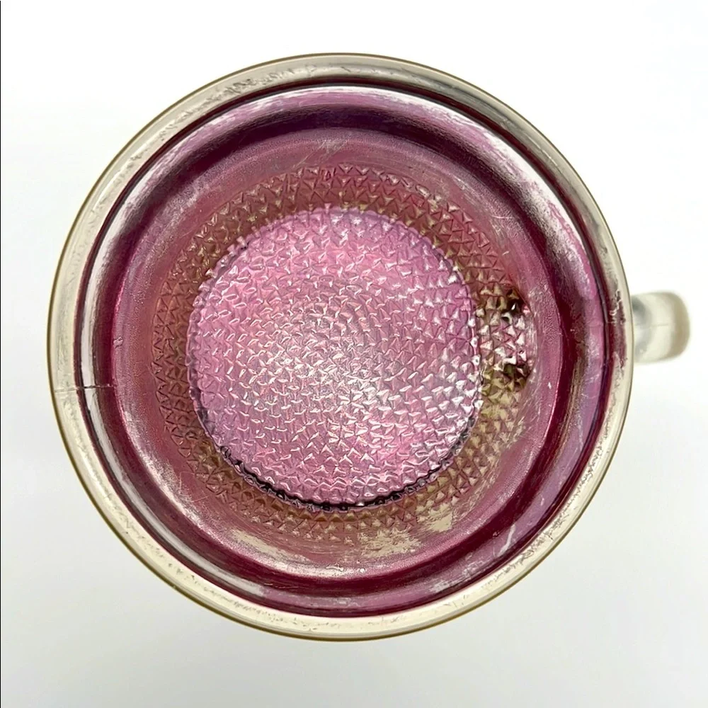 Vintage Clear Glass Pink Bottom 6 1/2